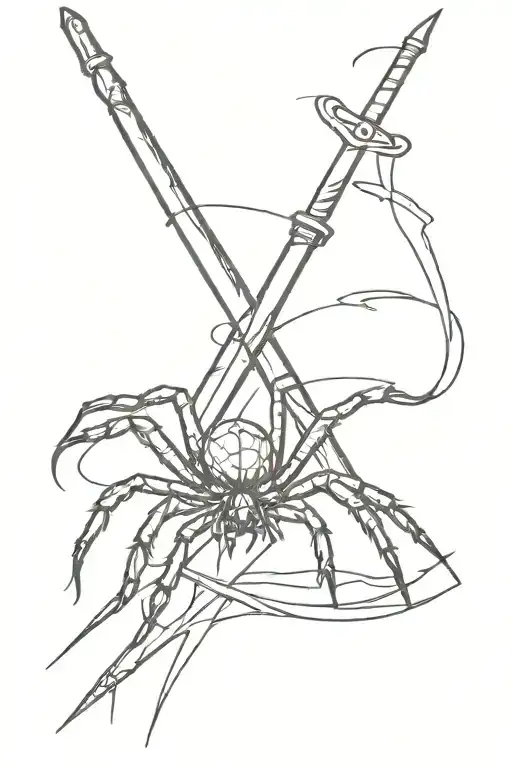 Spider Crawling Up A Sword