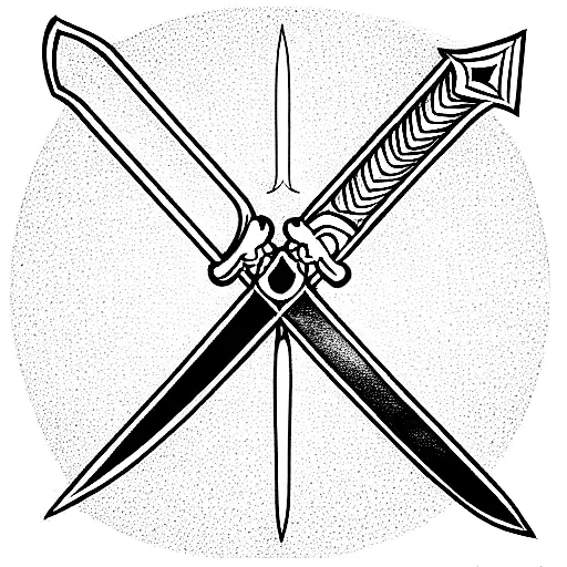 Sword Facing Vertically Going Through 3 Crowns