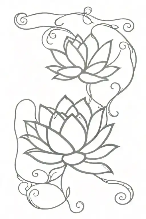 Lotus Flowers Intertwined Vines