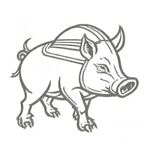 A Boar With A Military Helmet And A Bullet