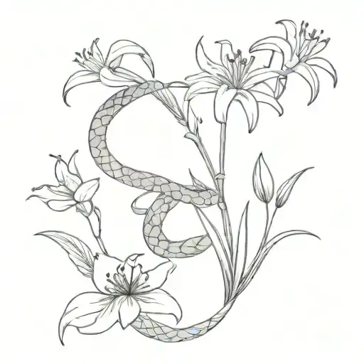 Snake And Spider Lily Intertwined