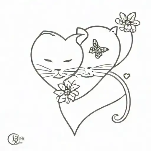 Cat And Bee Love Heart