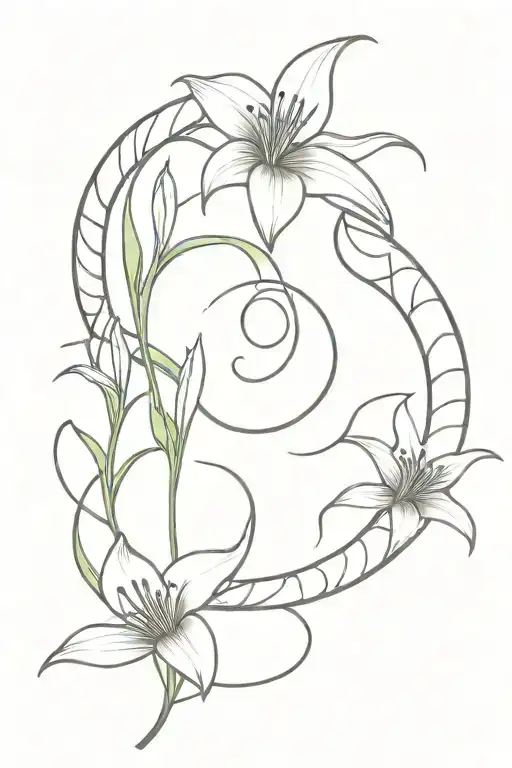 Snake And Moon And Spider Lily