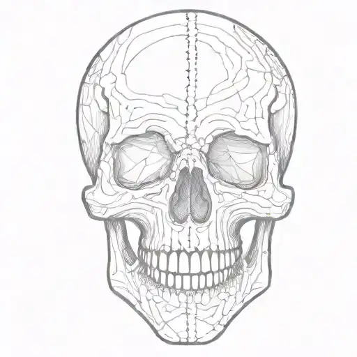 Skull Outline Jaw Teeth And Nose Print
