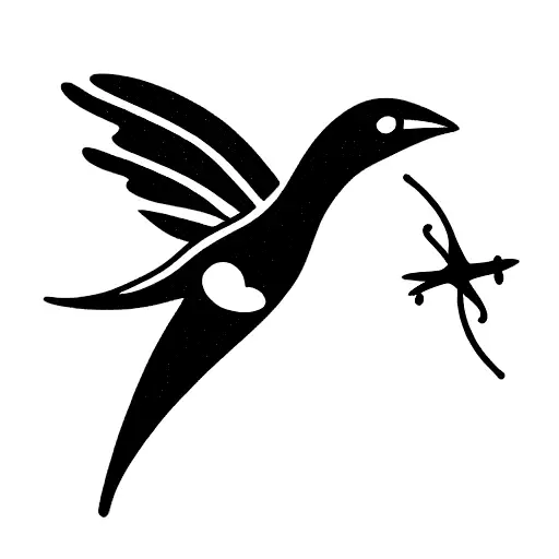 Flying Sparrow And Rose