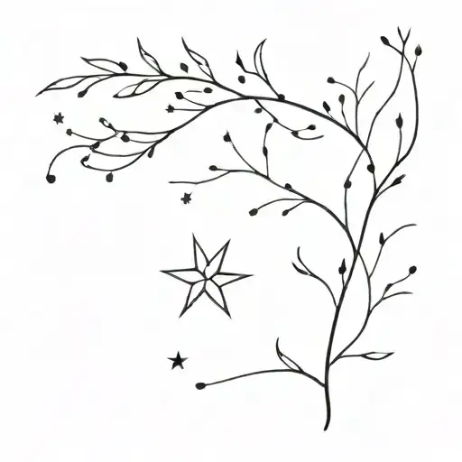 Virgo Constellation With Stars And Plant Intertwined