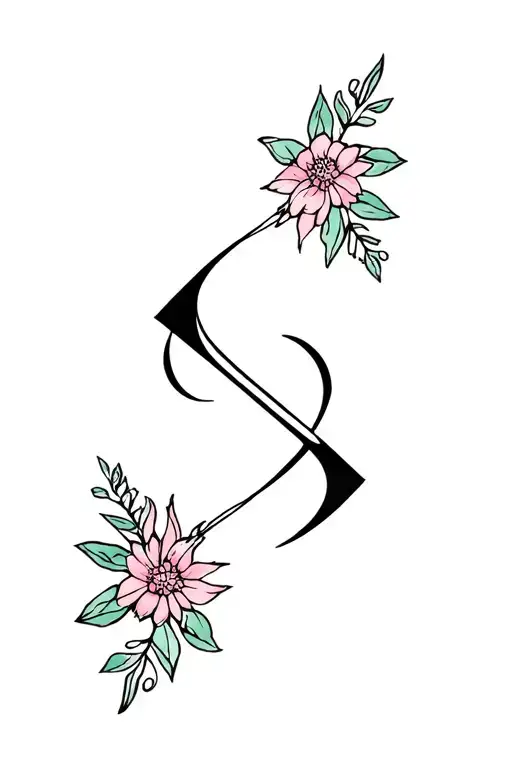 Feminine Abstract Uruz Rune With Floral Lines