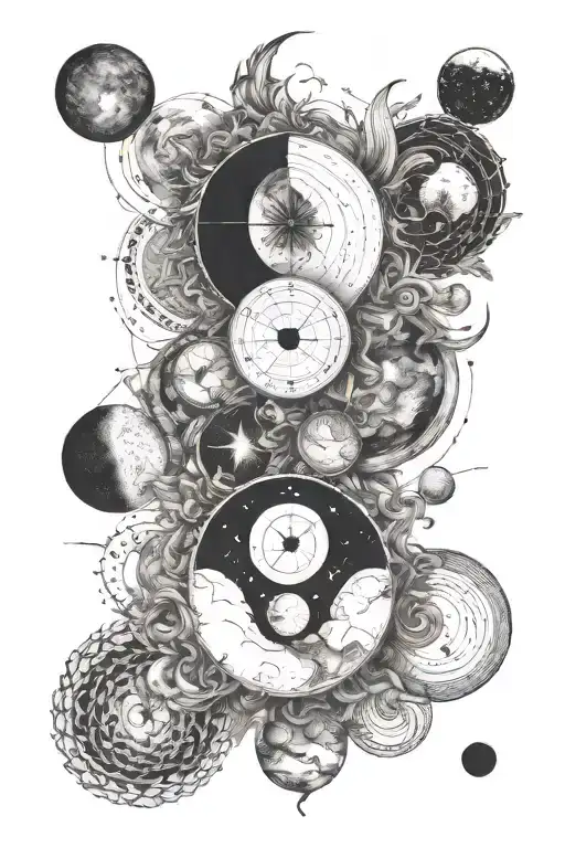 Ocean And Moon Phases Intertwined With Time