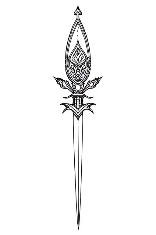 Fine Line Grunge Cute Dagger Mandala Design