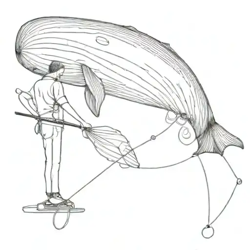 Boy Fishing Whale With Fishing Rod
