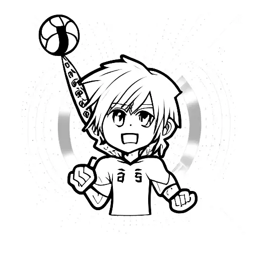 An Anime Character Playing A Sports Game With A Dotted Line Representing The Ball's Trajectory