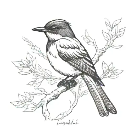 Willy Wagtail No Shading Fine Line White
