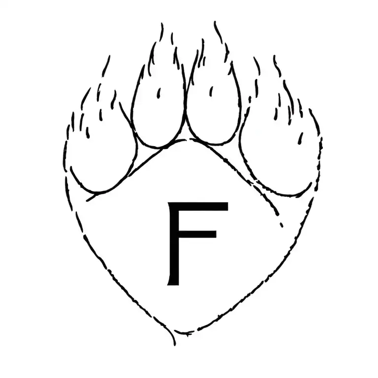 Paw Print With Letter F Small Cute Minimalist