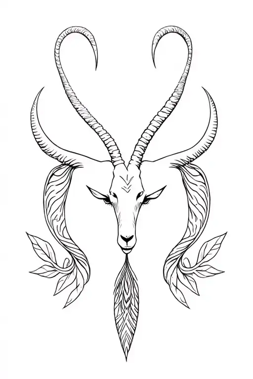Goat Front Half And Mermaid Tail Surrounded By The Capricorn Sign