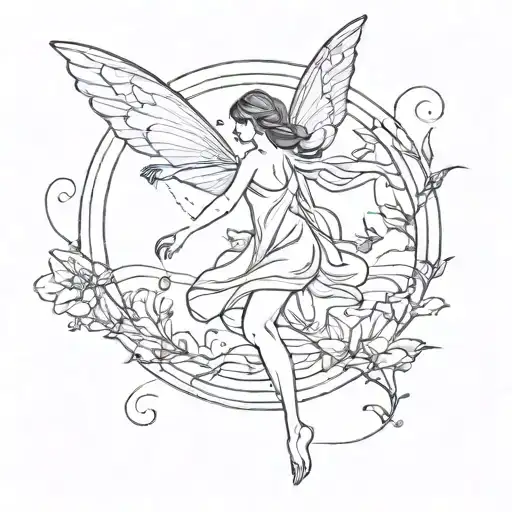 Etherial Fairy Flying Towards The Sun