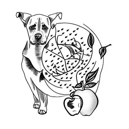 Black Labrador And Apple