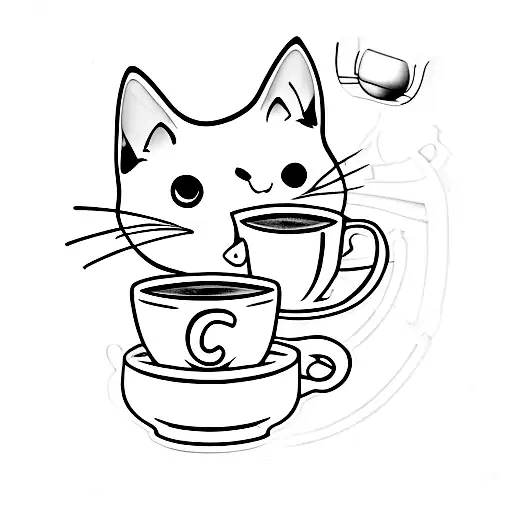 Cat With A Stethascope And Coffee Cup