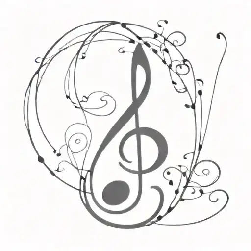 A Minimalist Design Of A Music Note Intertwined With A Treble Clef Symbol