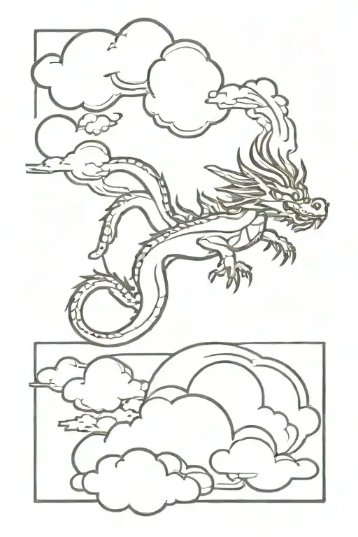 Japanses Dragon In The Clouds Floating