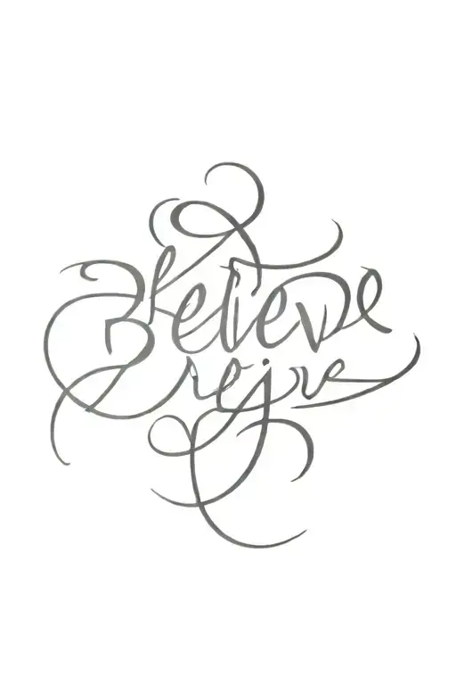Believe Word Tattoo In Calligraphy Style Simple