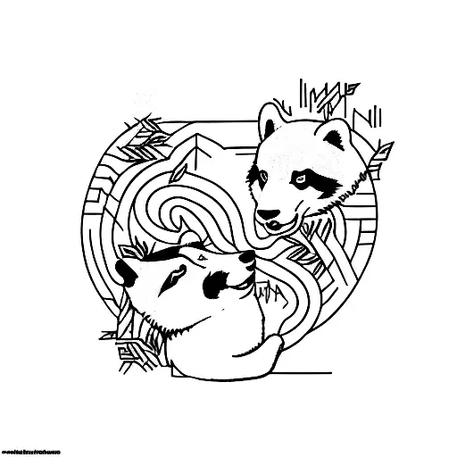 A Panda And A Wolf Entwined