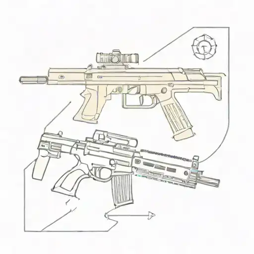 Bomb And Machine Gun Silhouette