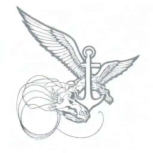 Anchor Waves Wings A Wolf And Bull Skull