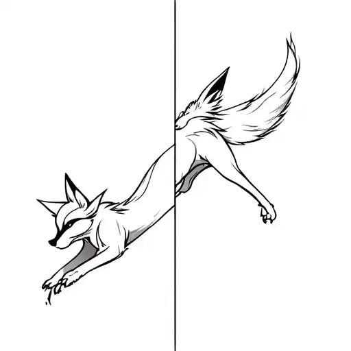 Leaping Fox With Gumiho Mask Split In Half