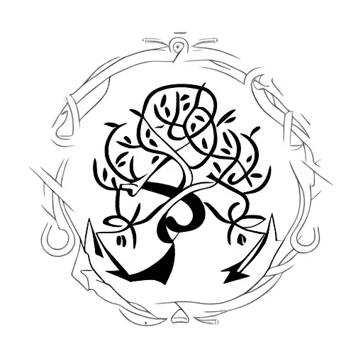Anchor With Virgo Sign Tree Of Life