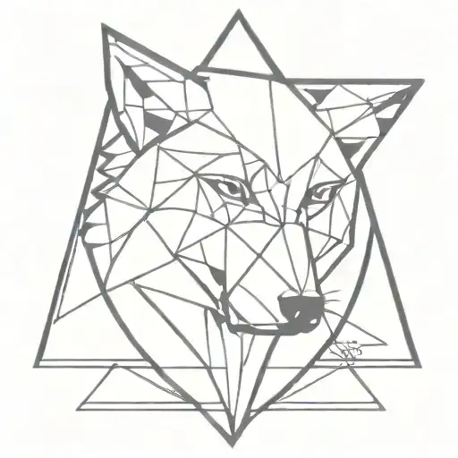 A Geometric Wolf Head Howling Inside A Retro Upside Down Triangle