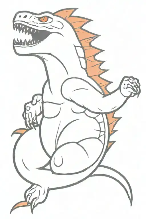 Godzilla Flossing His Teeth With Red Floss