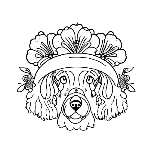 Standard Poodle Head With Flower Crown