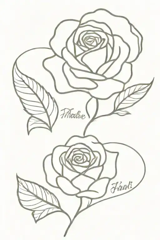 Tattoo Of A Rose And Two Texts Saying Mother And Father