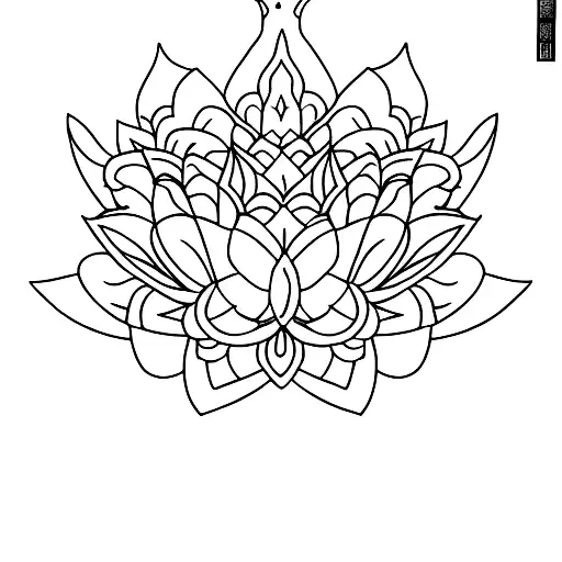A Minimalist Tattoo Design Of A Lotus Flower Blooming In A Serene Nature Setting