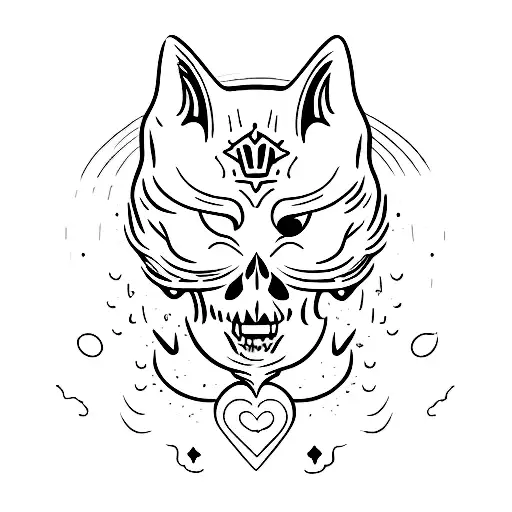 A Ghost Cat On A Skull