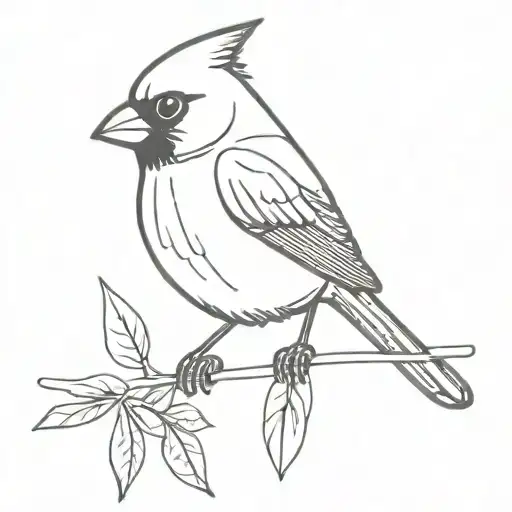Feminine Linework Cardinal