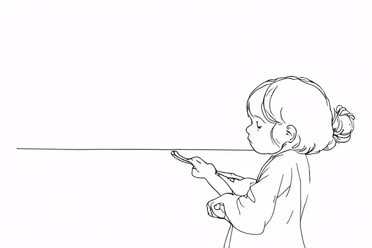 Child Gazing On A Fine Line