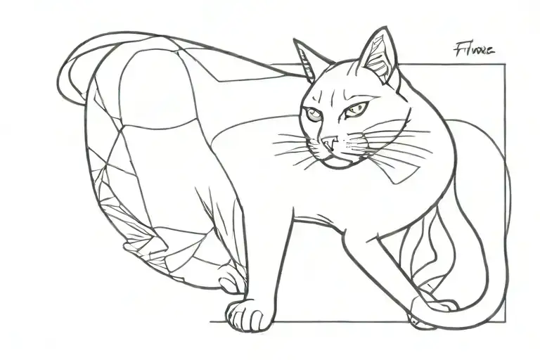 Tattoo Sketch Of A Red Cat