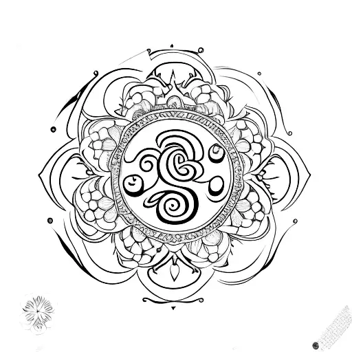 Om Symbol Surrounded By Cherry Blossoms