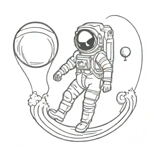 Female Astronaut With Saturn Balloon
