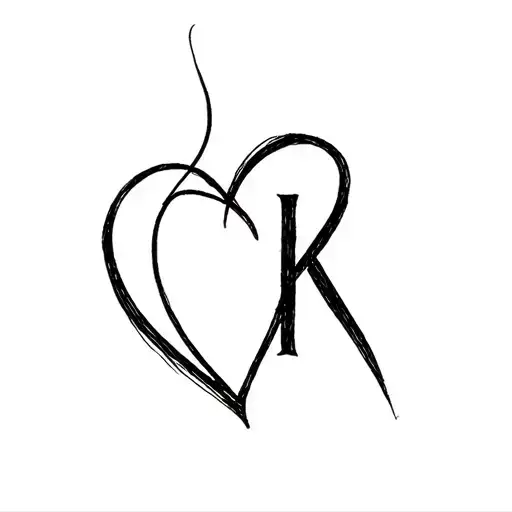 Abstract Heart Tattoo With R And K Hidden In Design