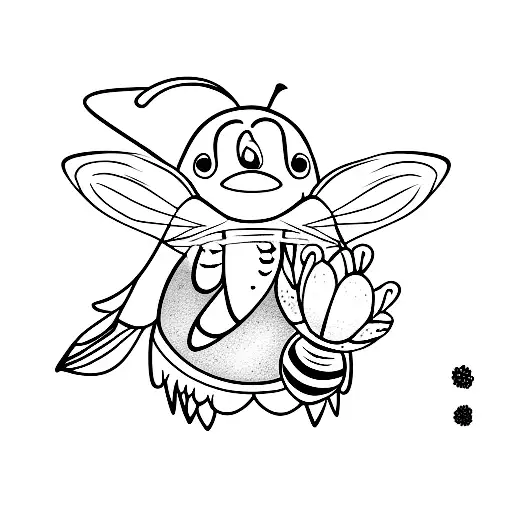 Baby Penguim Playing With A Bee