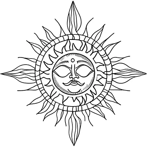 A Large Minimalist Sun Backdrop With Beach Imagery Below