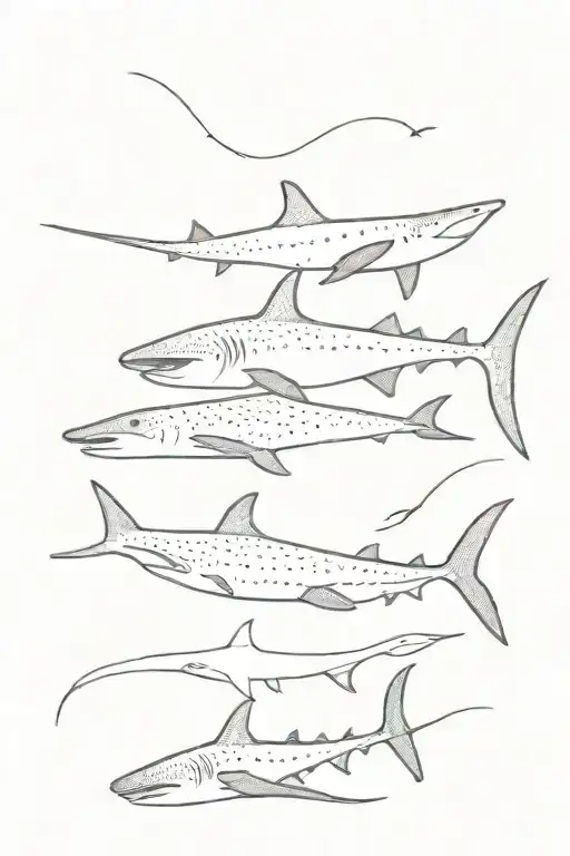 Whale Shark Swimming Along Side Other Sharks