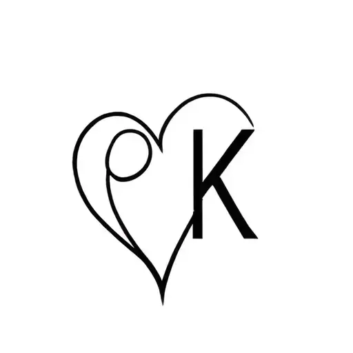 Abstract Heart Tattoo With R And K Hidden In Design