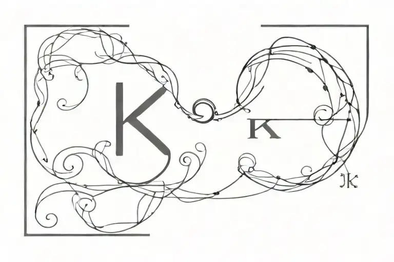 Black Ring Armband With Letter K