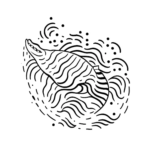 A Minimalistic Design Of A Whale Swimming Gracefully In The Depths Of The Ocean