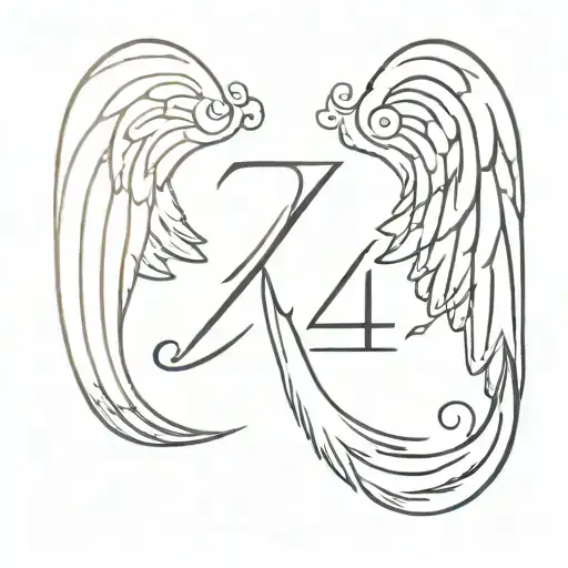 The Number 5 4 With Angel Wings Made
