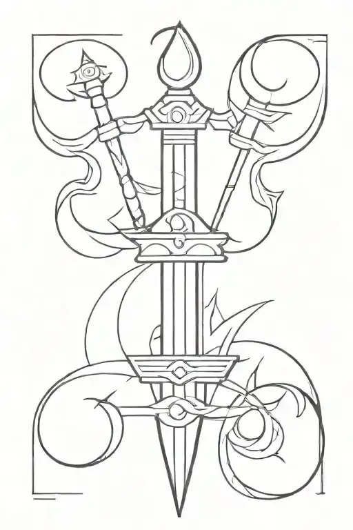 A Trident And A Mace On Each Side Of The Word Raja