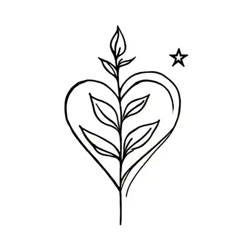 Plant From Heart Next To Star Designs